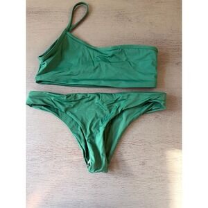 l*space One-Shoulder Solid Green One-Piece Swimsuit